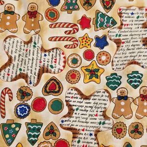 Vintage 1997 Balsun Ro Gregg Home Made Christmas Love Gingerbread Cookes Fabric